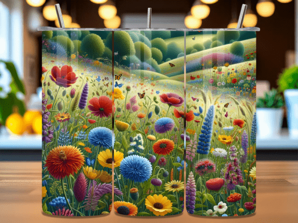 Download Colorful Flower Meadow Tumbler Wrap PNG - Flower Collection