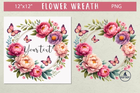 Download Butterfly Flower Frame Peony Wreath Png - Flower Collection