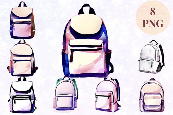 Download Backpack Watercolor 14 Clipart PNG - Backpack watercolor Collection