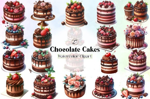 Download Watercolor Chocolate Cakes Clipart - Cakes Collection